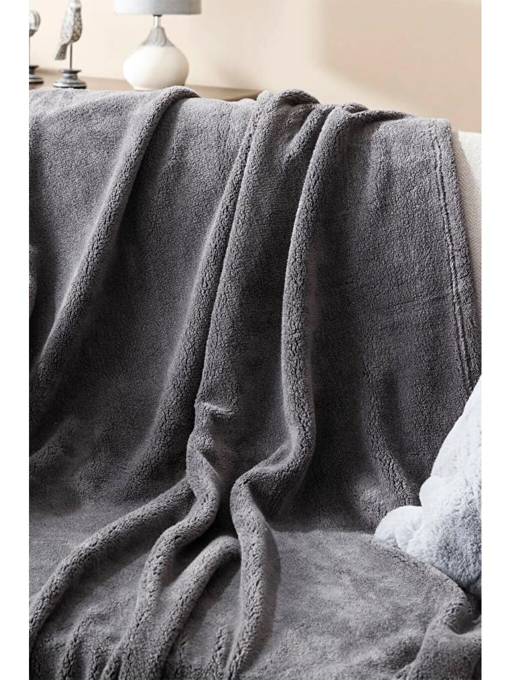 Wellsoft Battaniye, Antrasit Televizyon Battaniyesi, Peluş, Polar Battaniye, Çift Kişilik 220*230-1