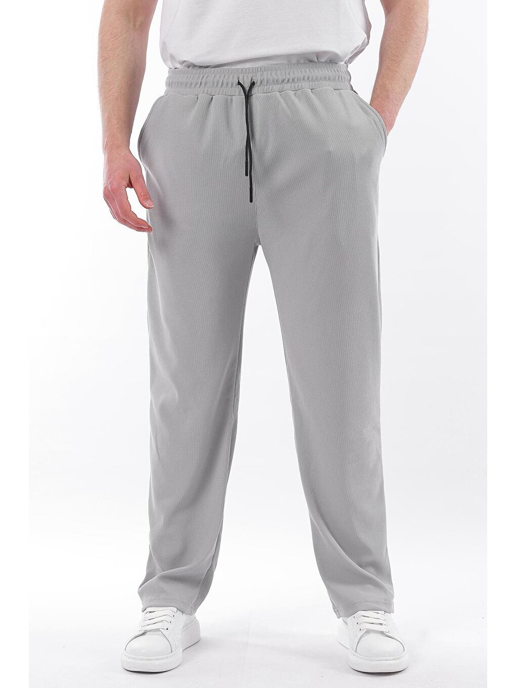 Boyalı Gri Beli Ayarlanabilir Cep Detaylı Bol Pantolon 6545-5