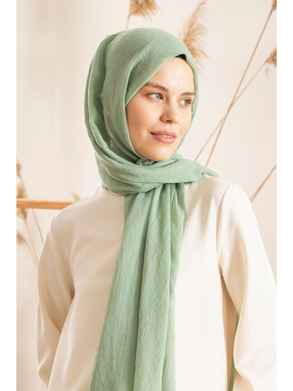 Yeşil Kadın Konfor Şal 195/85 Cm-3