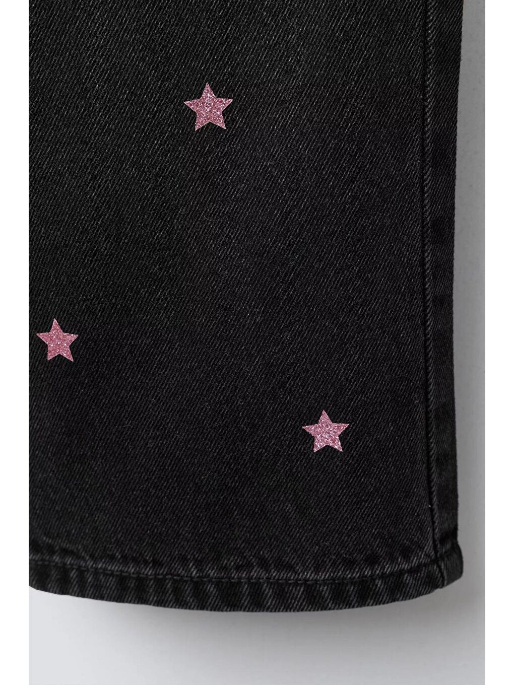 Kız Çocuk Pamuklu Siyah Yıldız Desenli Denim Pantolon – Elastik Bel, Rahat Kesim-2