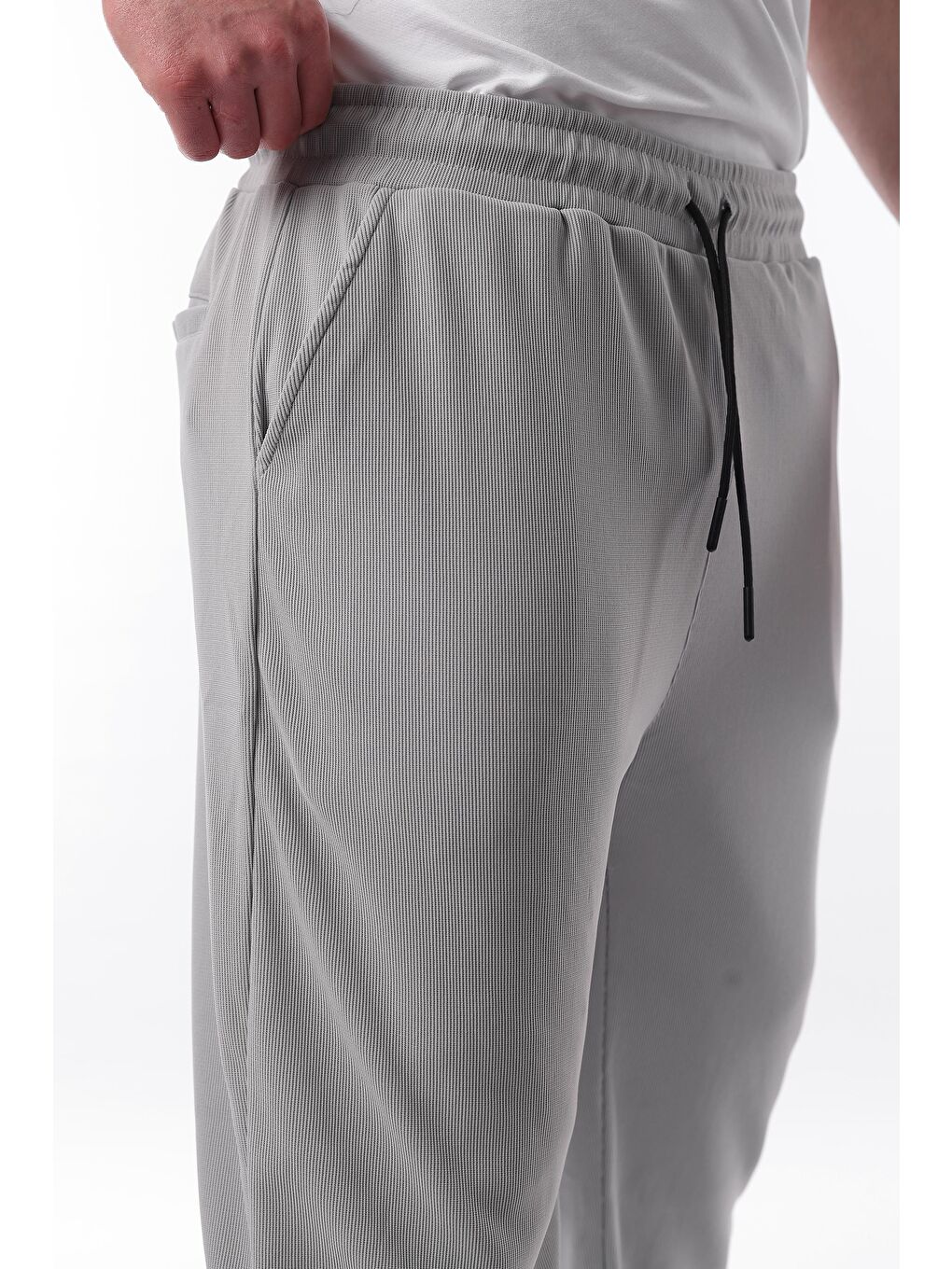 Boyalı Gri Beli Ayarlanabilir Cep Detaylı Bol Pantolon 6545-7