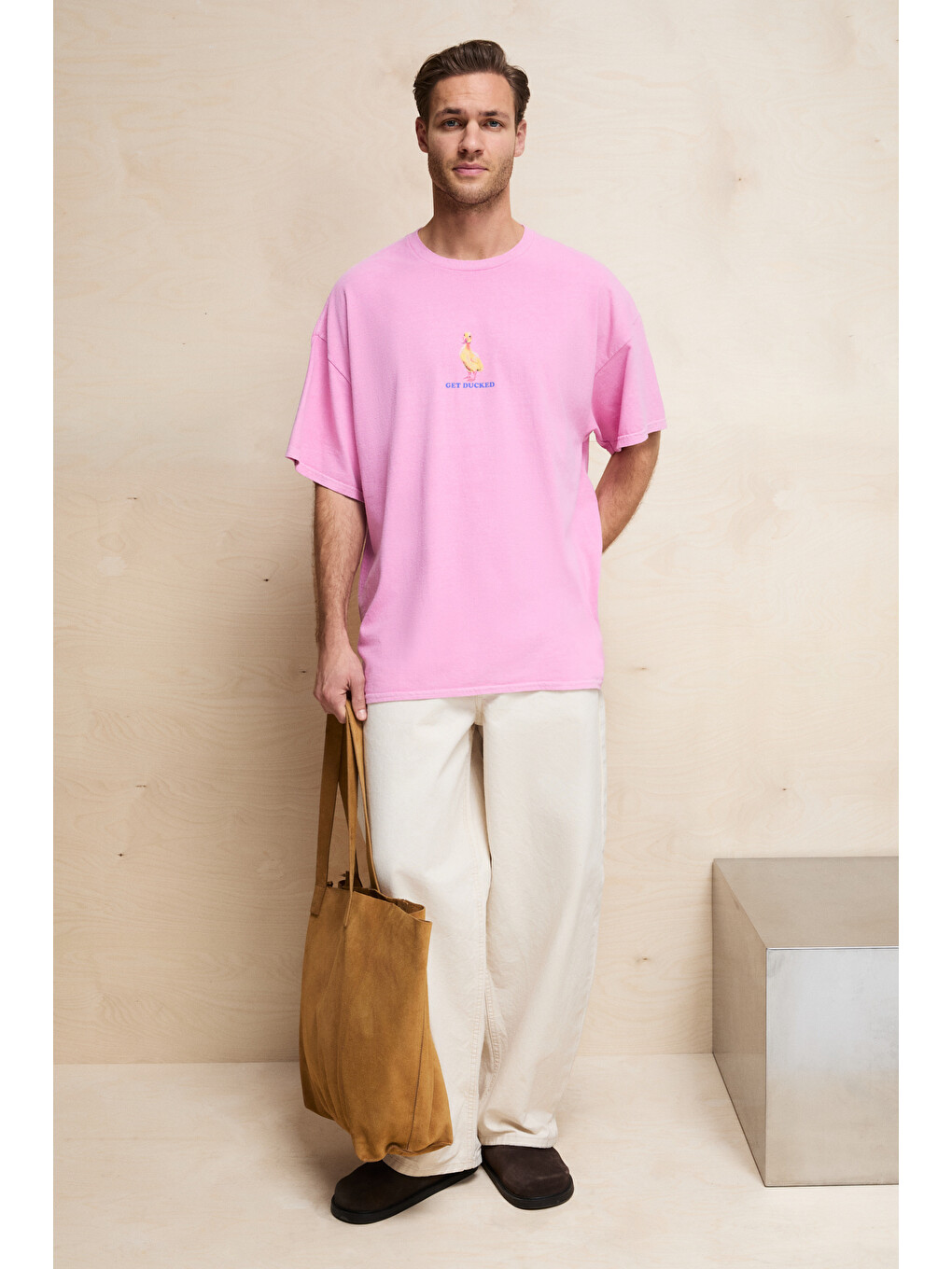 Pembe SAMANTHO Erkek Yumuşak Ve Organik Pamuklu Yıkamalı Baskı Detaylı PEMBE T-Shirt-2
