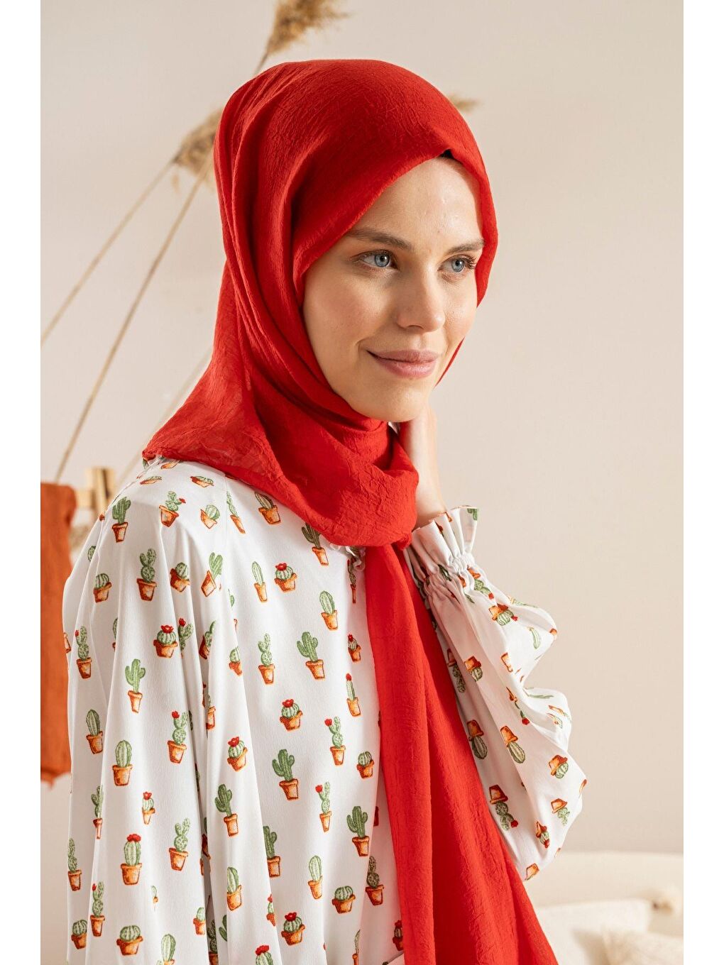 Kırmızı Kadın Konfor Şal 195/85 Cm-1