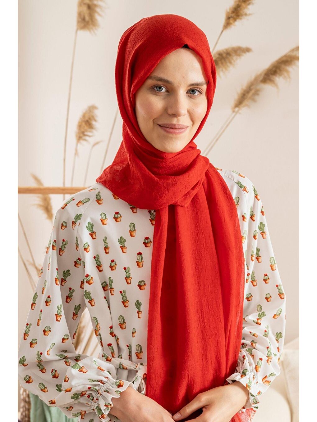 Kırmızı Kadın Konfor Şal 195/85 Cm-2