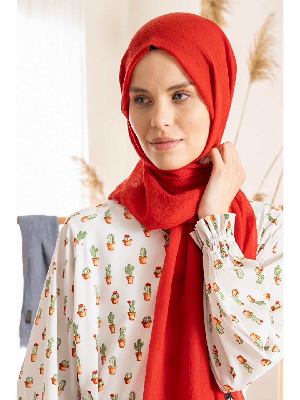 Kırmızı Kadın Konfor Şal 195/85 Cm-3