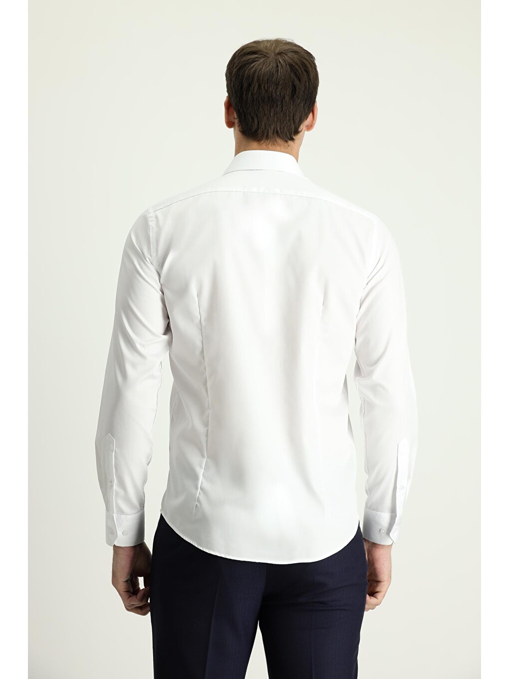Beyaz Uzun Kol Slim Fit Dar Kesim Klasik Pamuk Gömlek-1