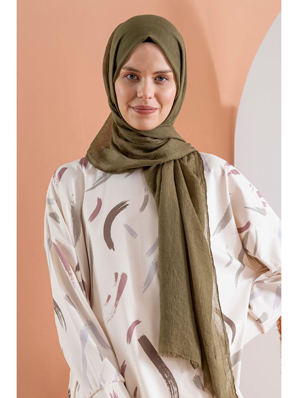 Haki Kadın Konfor Şal 195/85 Cm-2