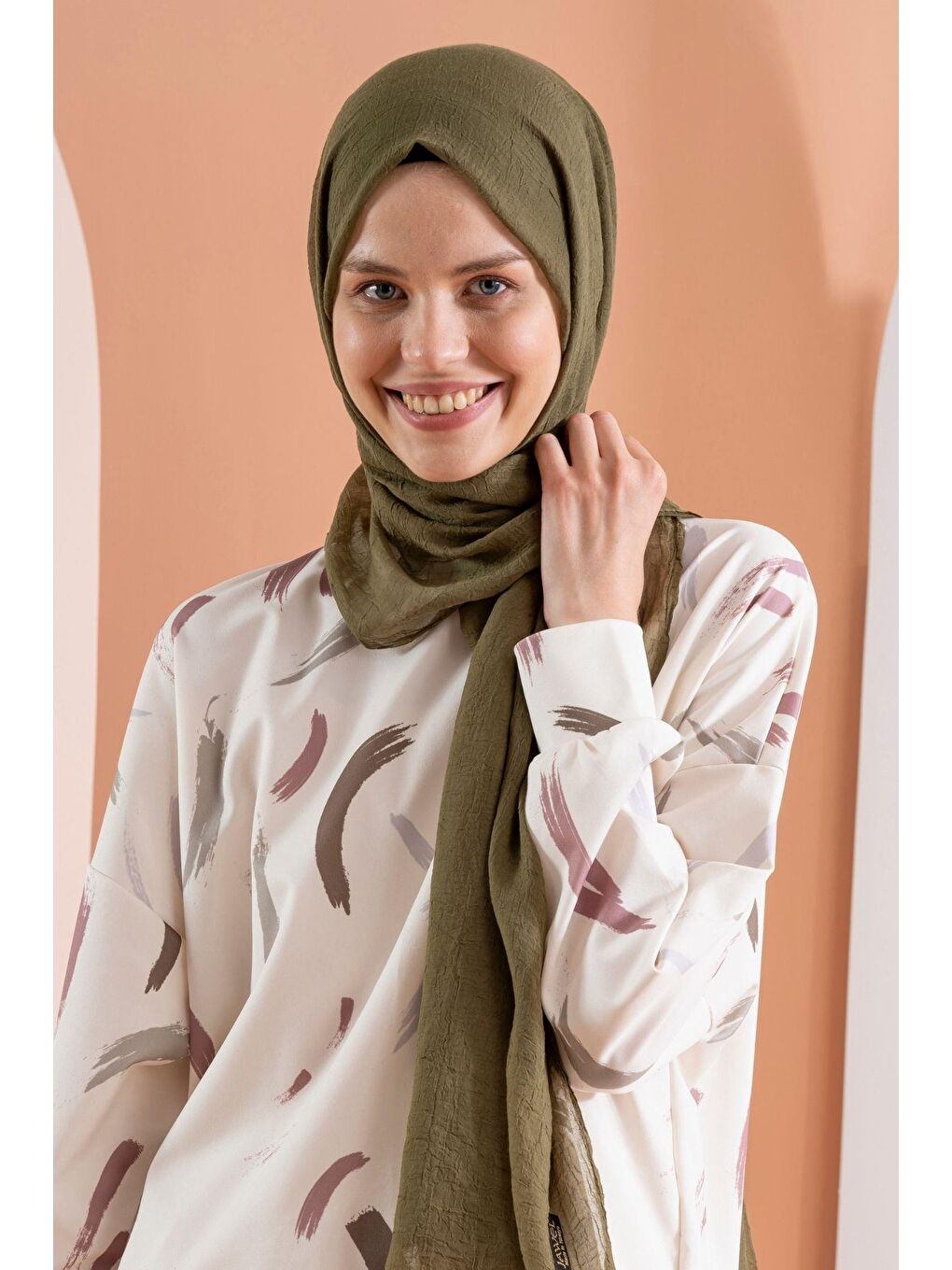 Haki Kadın Konfor Şal 195/85 Cm-3