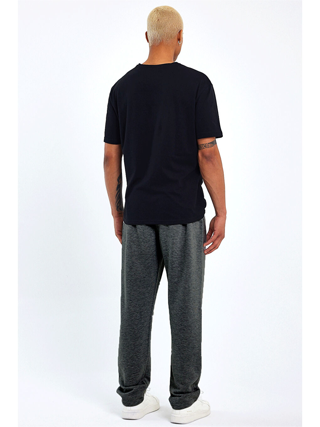 Gri İçi Polarlı 3 İplik Kalın Brooklyn Baskılı Erkek Eşofman Altı SPR25EA70-1