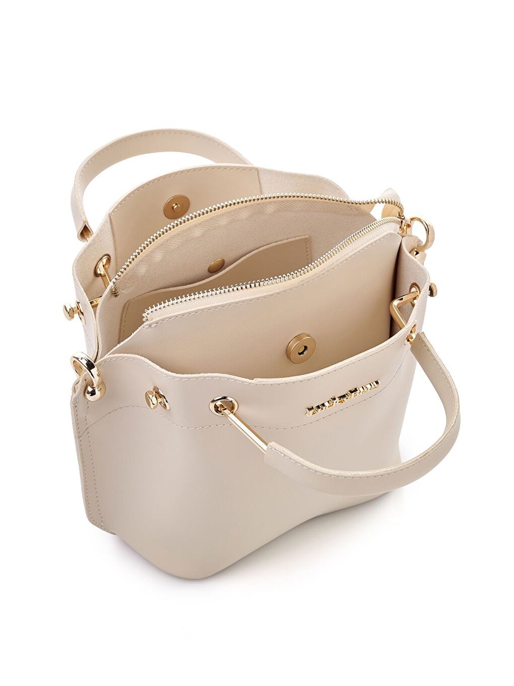 Ekru Luma Kadın El ve Omuz Çantası-4