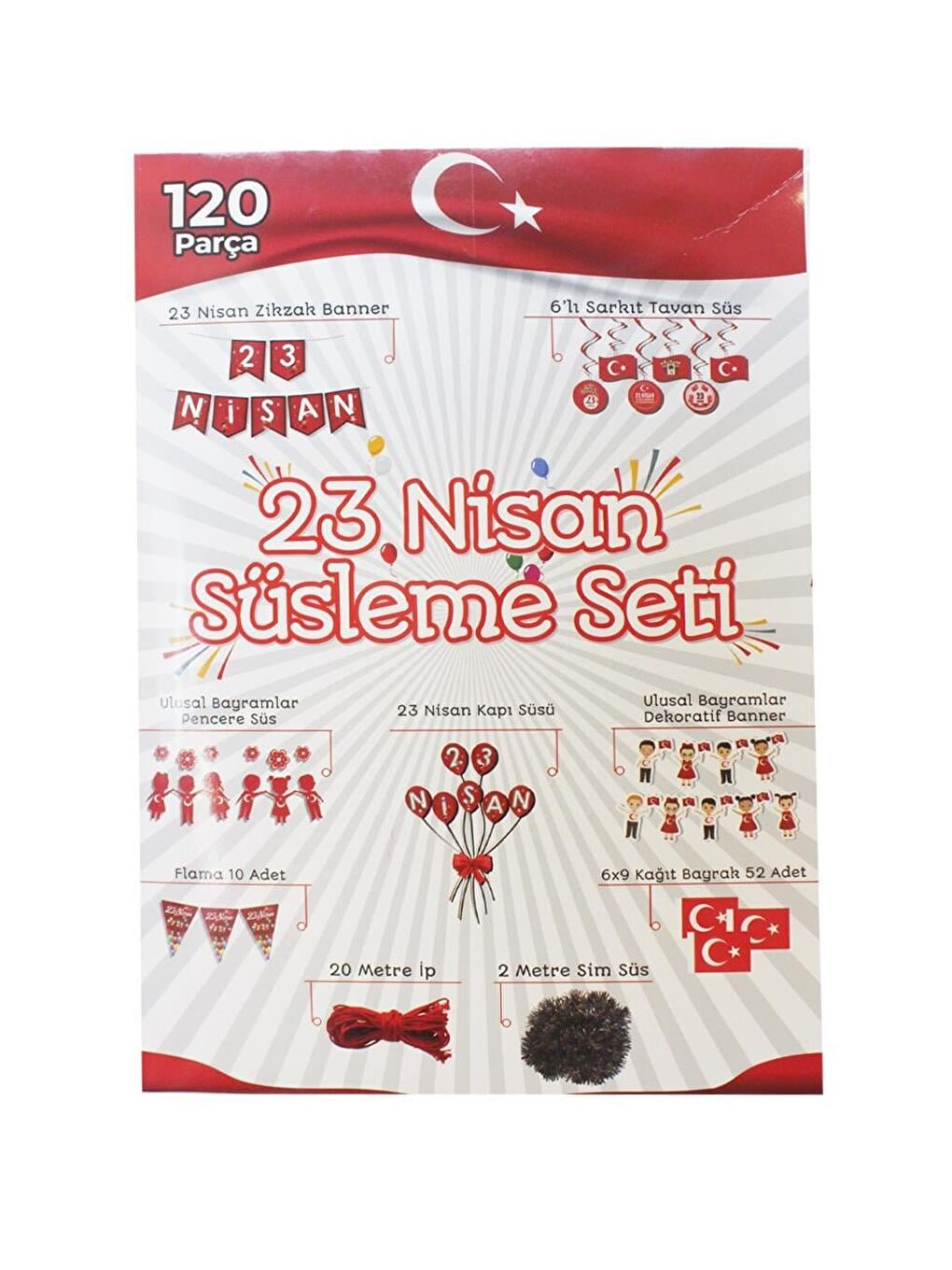 Kırmızı 23 Nisan Bayramı Süsleme Seti – Türk Bayraklı Okul Sınıf Süsleme Paketi-2