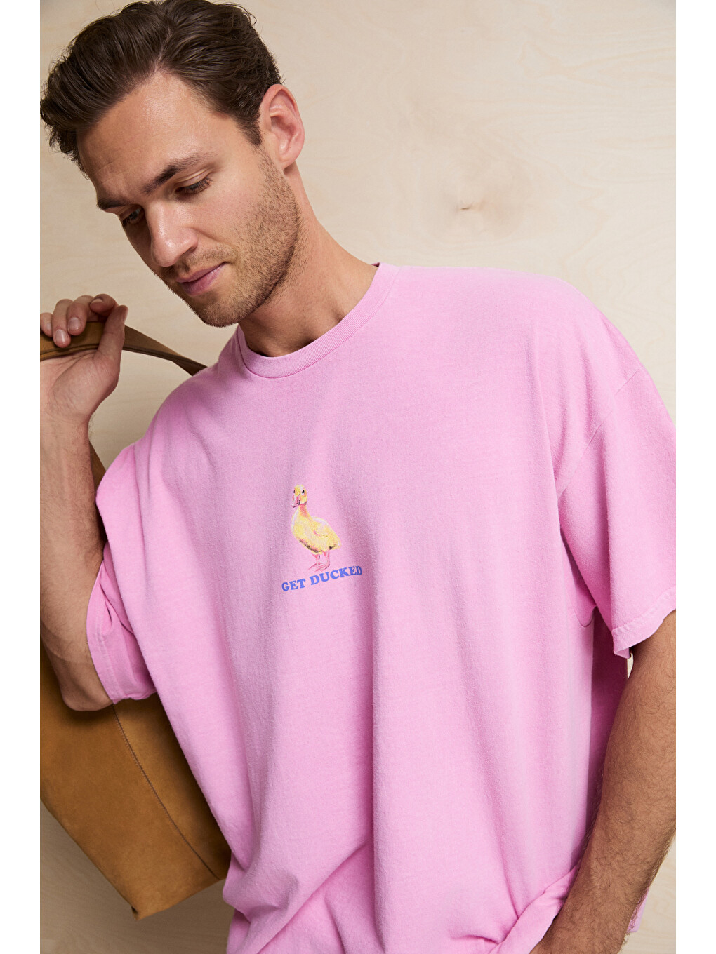 Pembe SAMANTHO Erkek Yumuşak Ve Organik Pamuklu Yıkamalı Baskı Detaylı PEMBE T-Shirt-3