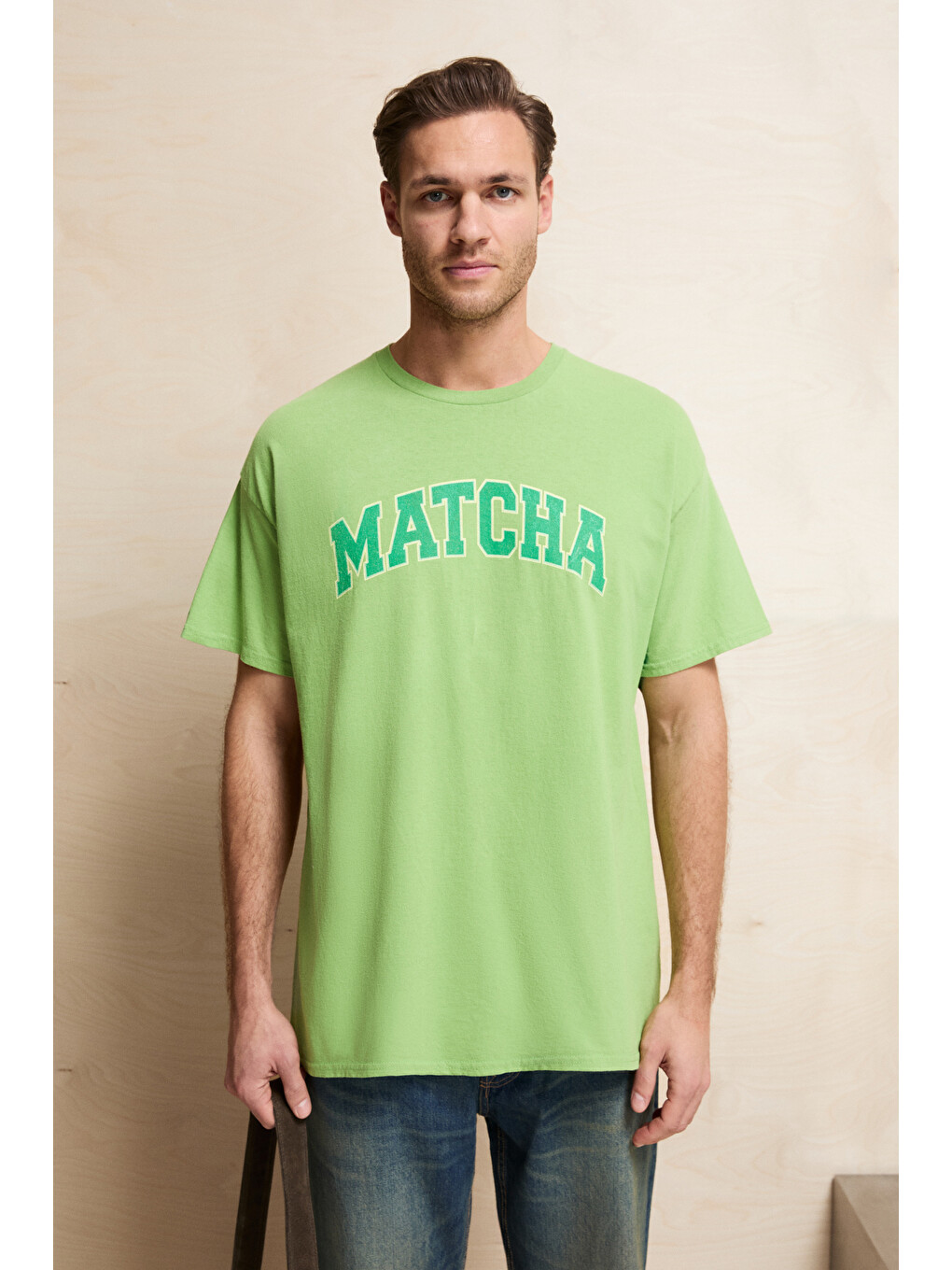 Yeşil SAMANTHO Erkek Yumuşak Ve Organik Pamuklu Yıkamalı Baskı Detaylı YEŞİL T-Shirt-1