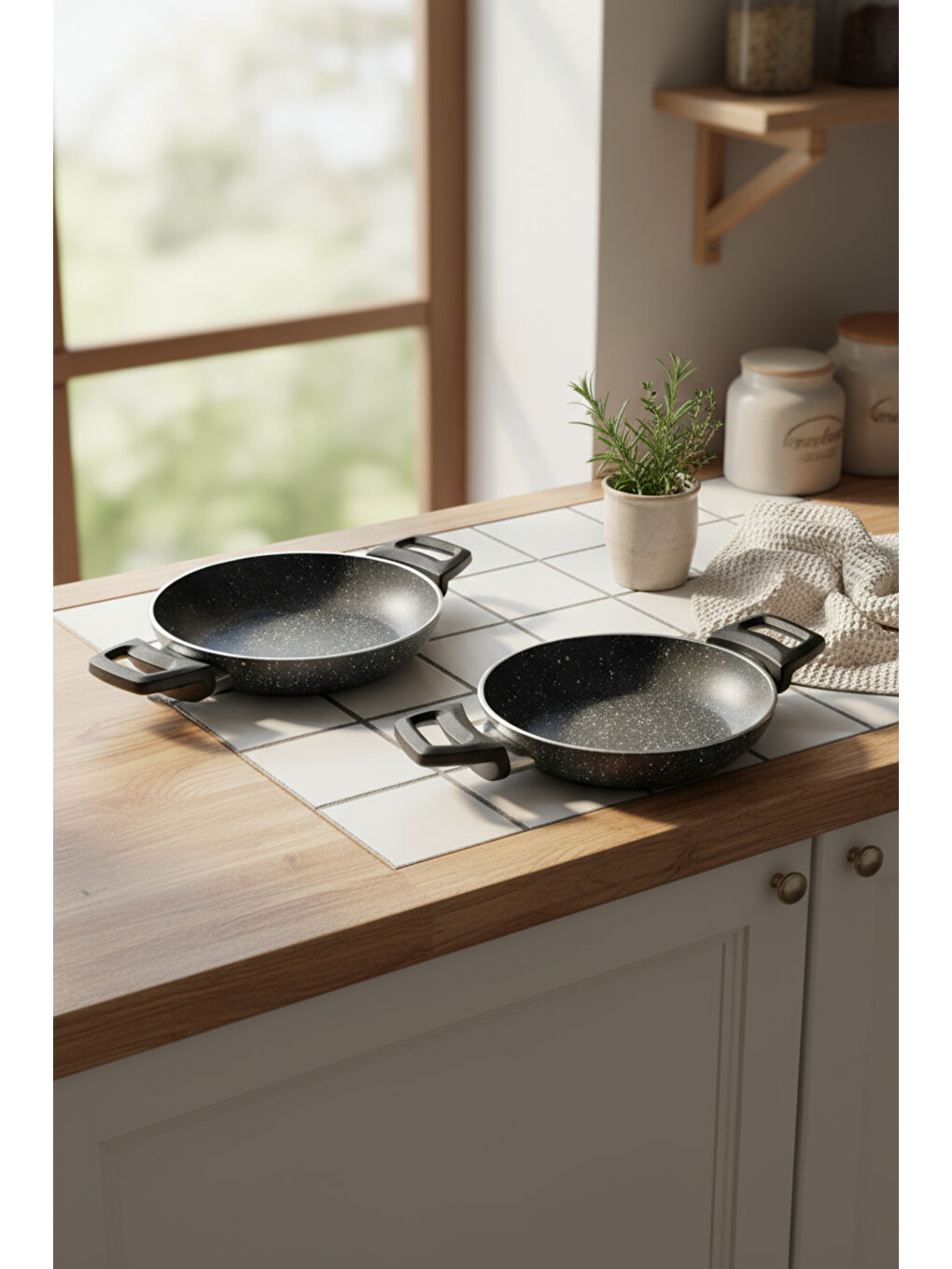 Athelas 3 Parça Tava ve Sahan Seti Siyah-4