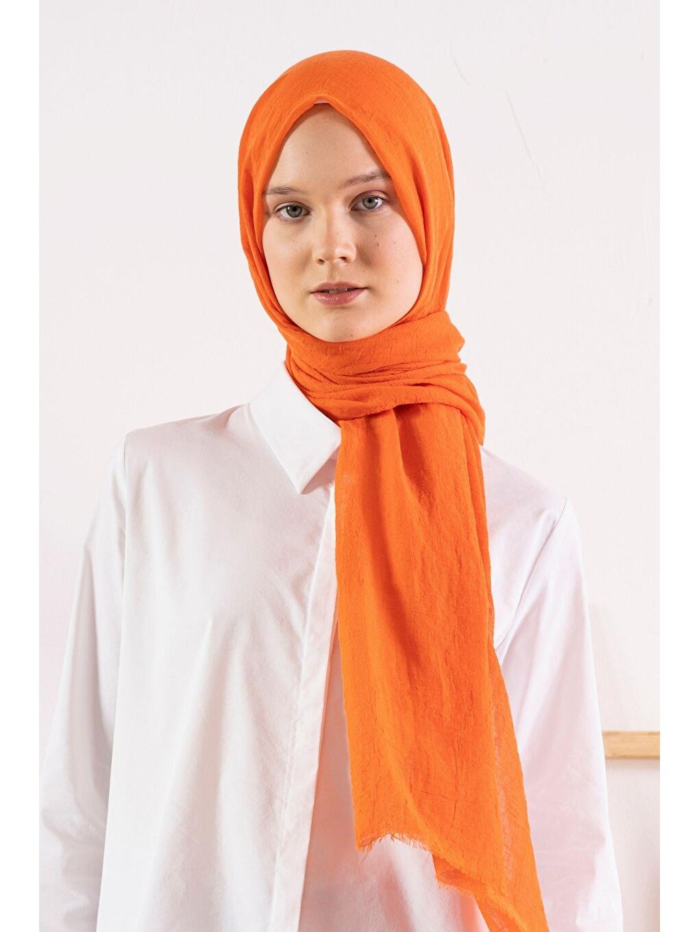 Turuncu Kadın Konfor Şal 195/85 Cm-3