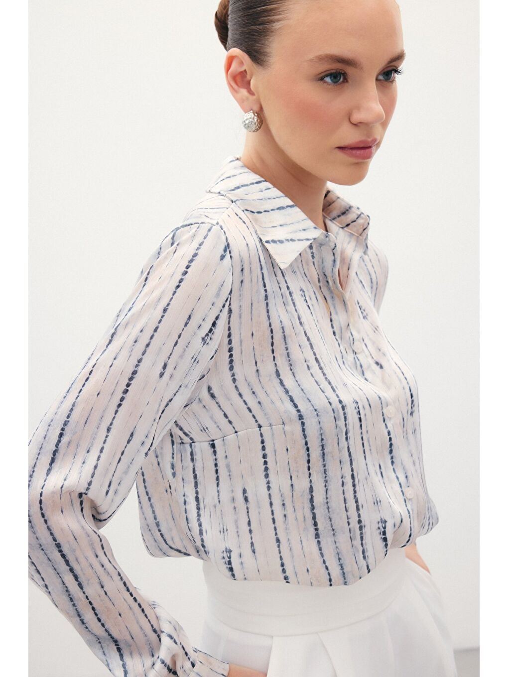 Desenli Klasik Gömlek - Siyah-5