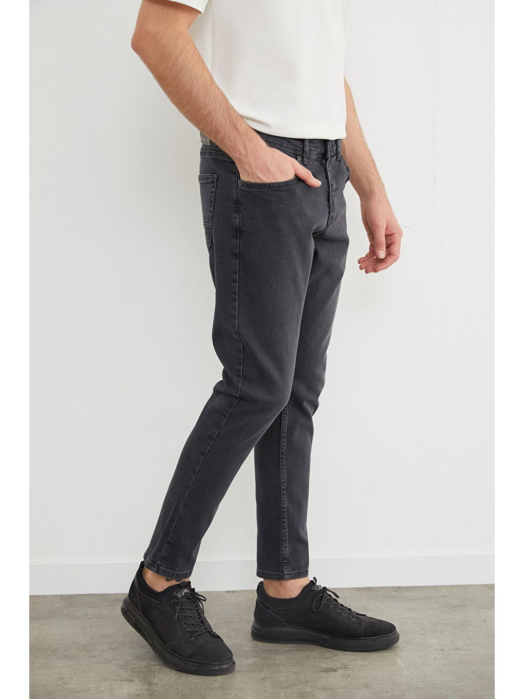 Gri Slim Fit Normal Bel Jean-3