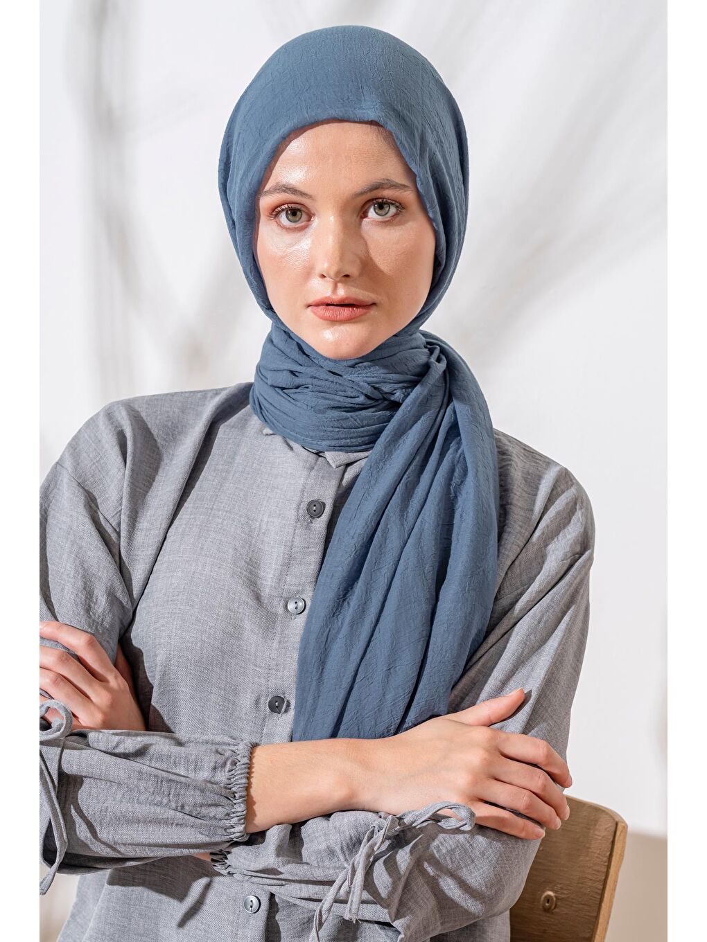 Gri Kadın Konfor Şal 195/85 Cm