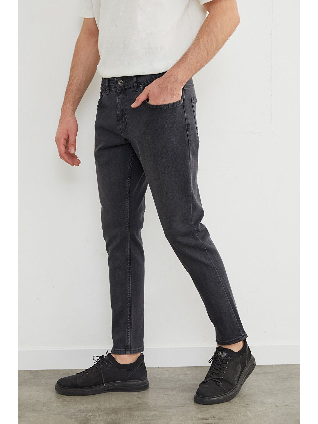 Gri Slim Fit Normal Bel Jean-4