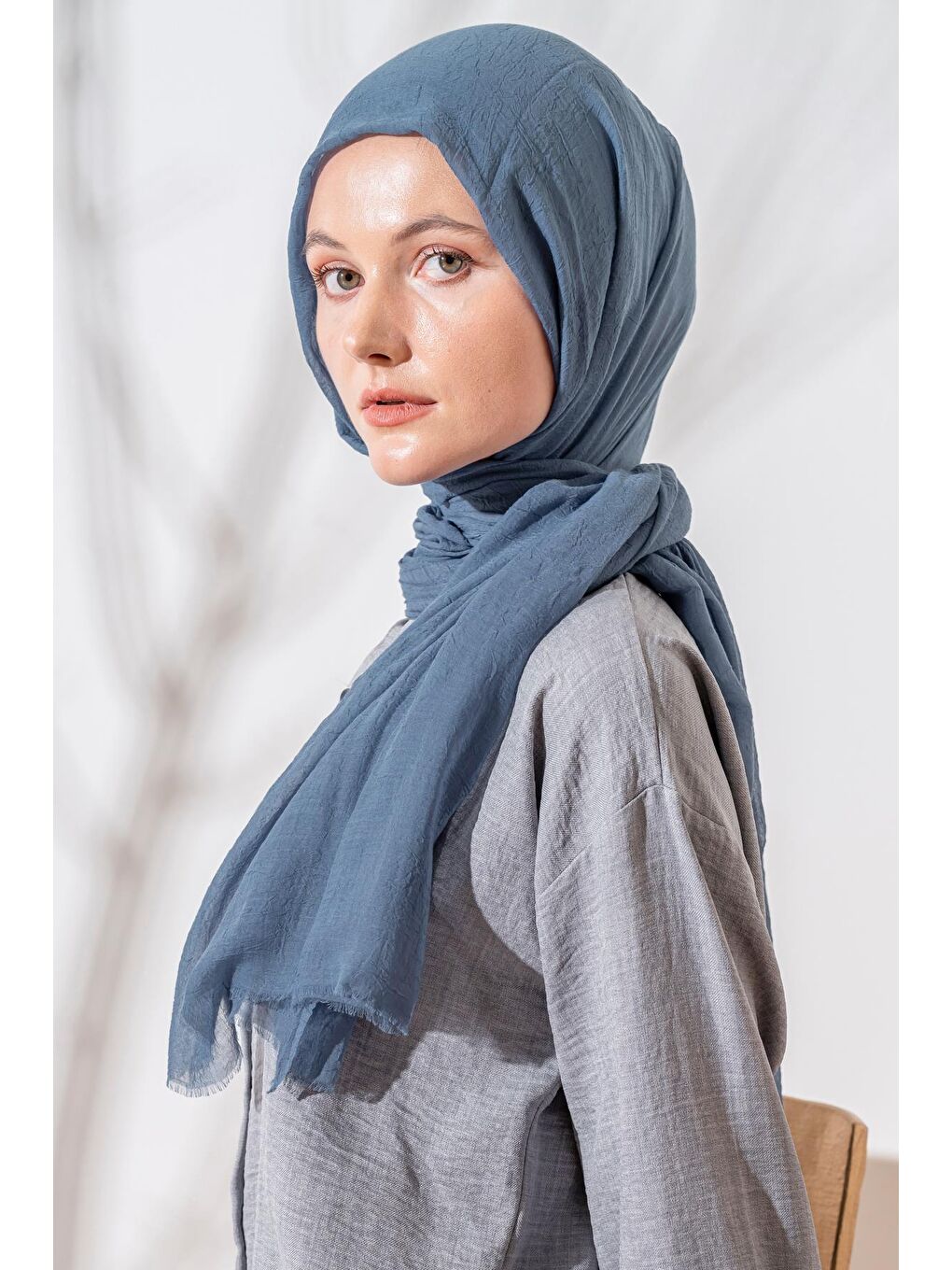 Gri Kadın Konfor Şal 195/85 Cm-2