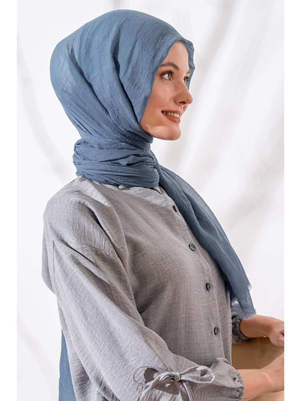 Gri Kadın Konfor Şal 195/85 Cm-3