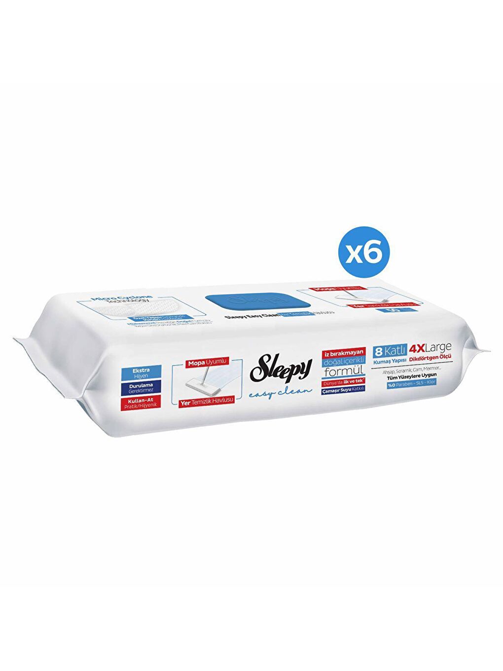 Sleepy Beyaz Easy Clean Çamaşır Suyu Katkılı Mopa Uyumlu Yer Temizlik Havlusu 6x50 (300 Yaprak) - 2