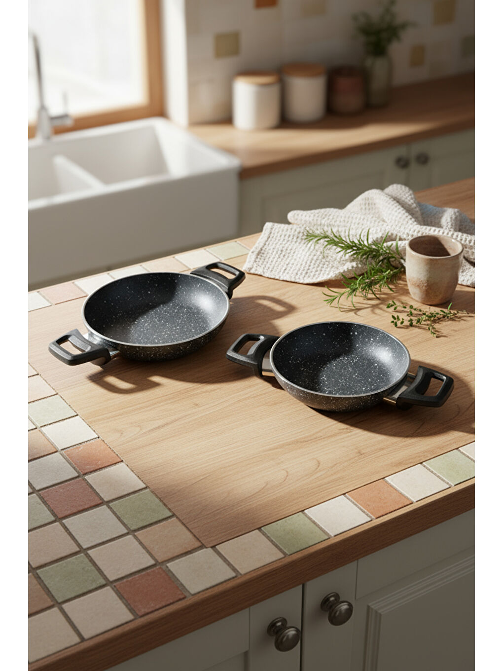 Athelas 3 Parça Tava ve Sahan Seti Siyah-7