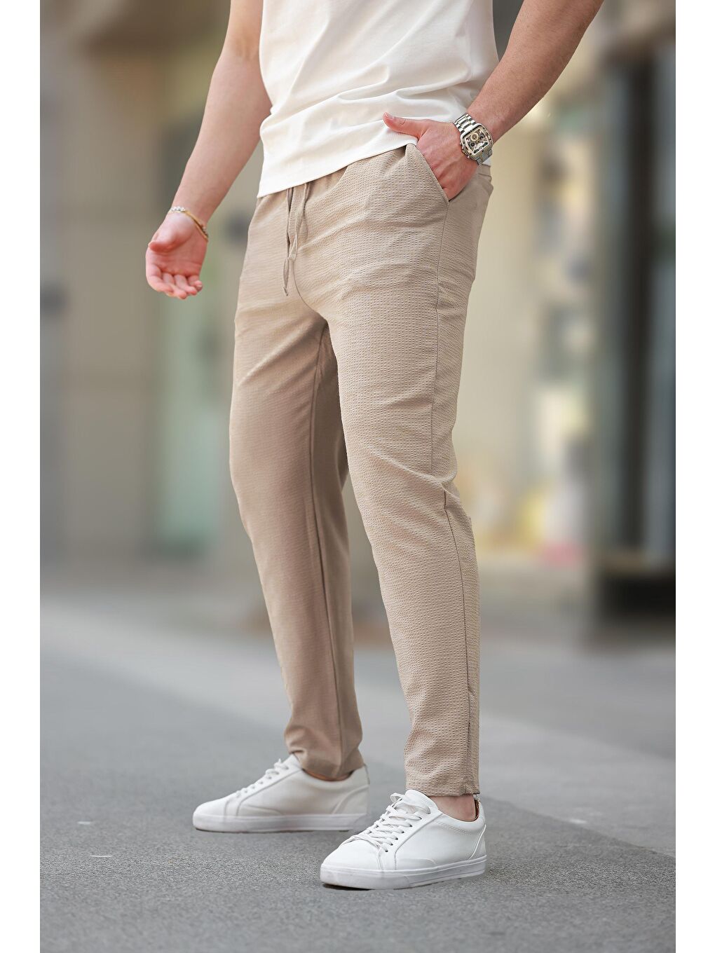 Bej Regular Fit Erkek Pantolon E6572-2