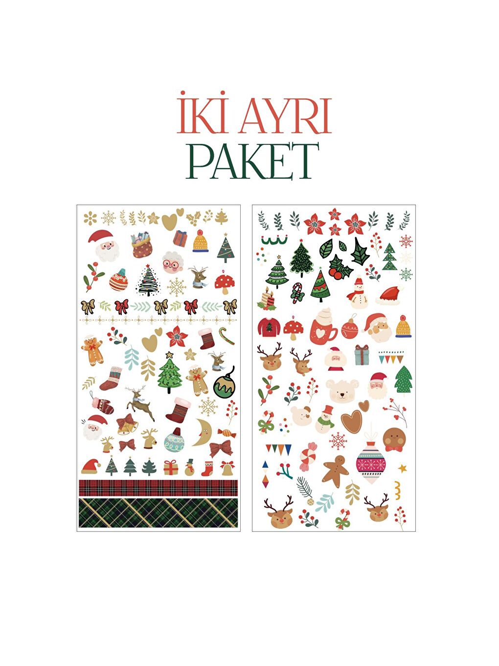 New Obsessions Karışık Yılbaşı Noel Desenleri Christmas Desenler Tırnak Dövmesi 2'li Paket - 1