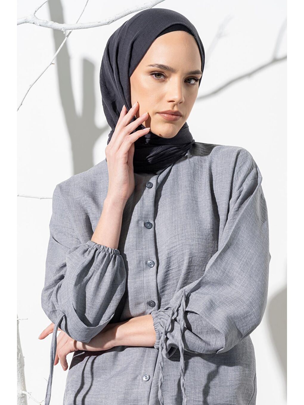 Antrasit Kadın Konfor Şal 195/85 Cm-2