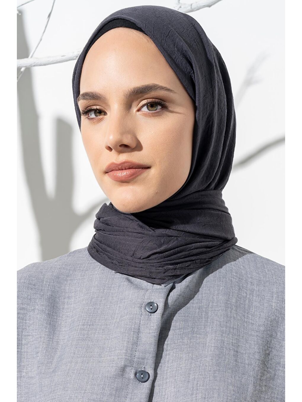 Antrasit Kadın Konfor Şal 195/85 Cm-4