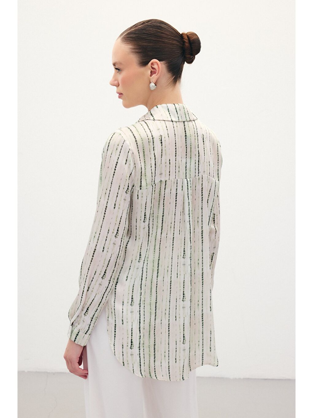 Desenli Klasik Gömlek - Yeşil-5