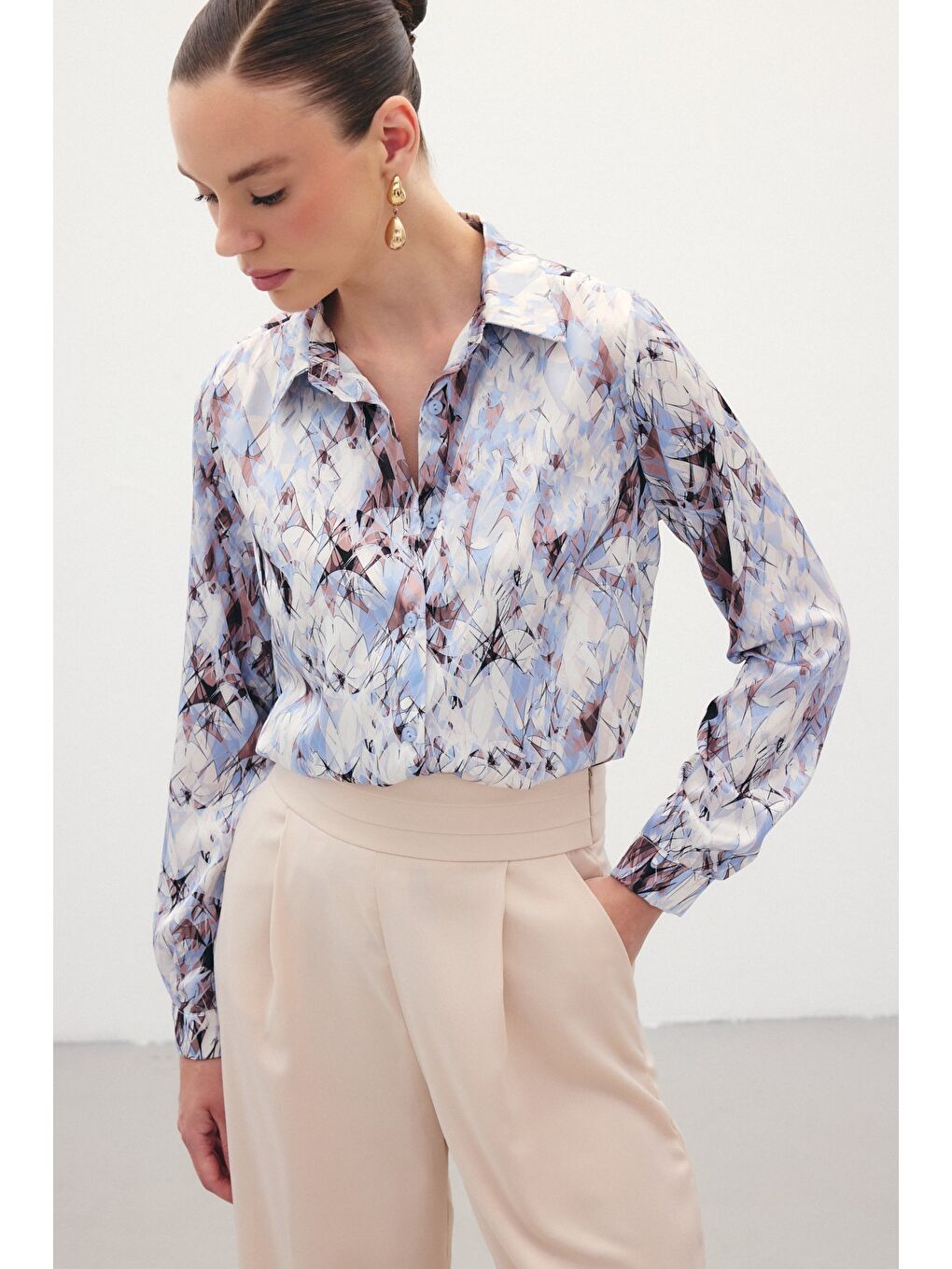 Klasik Desenli Gömlek - Mavi