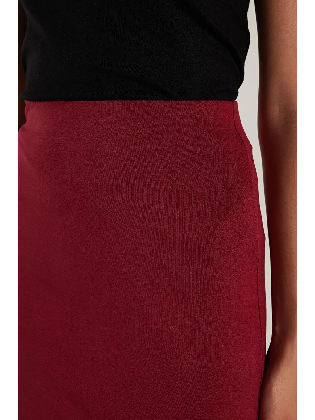 Kadın Standart Fit Modal Kumaş Bordo Maxi Boy Etek-1