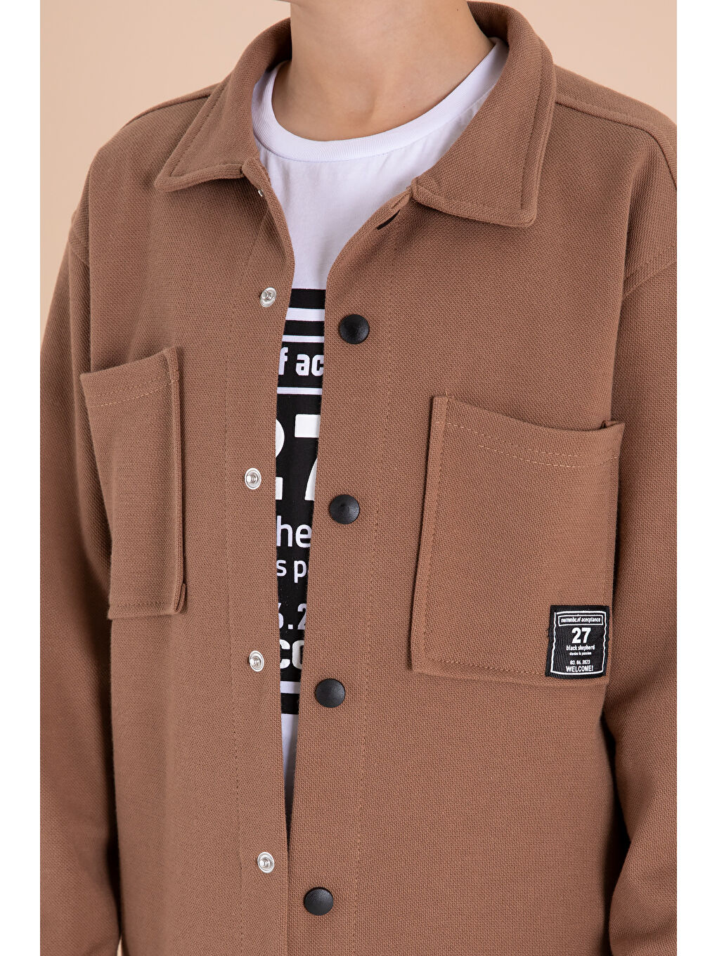 Kahverengi Kahve Armalı Gömlekli Jean Pantolonlu Erkek Çocuk 3'lü Takım 19993-2