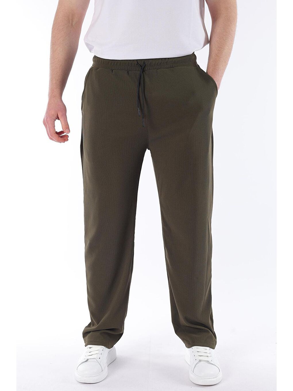 Haki Beli Ayarlanabilir Cep Detaylı Bol Pantolon 6545-6