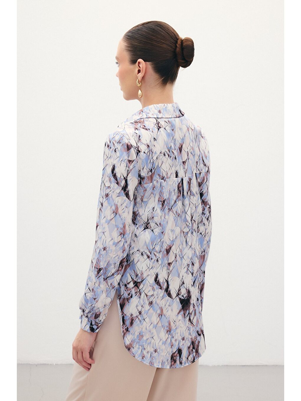 Klasik Desenli Gömlek - Mavi-5