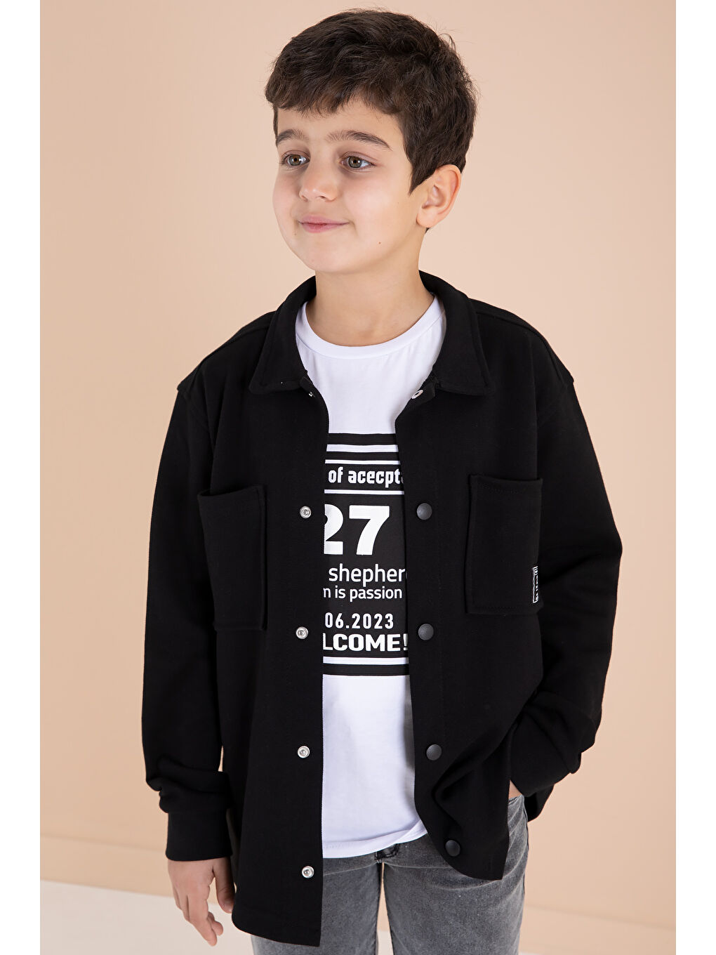 Siyah Armalı Gömlekli Jean Pantolonlu Erkek Çocuk 3lü Takım 19994-1