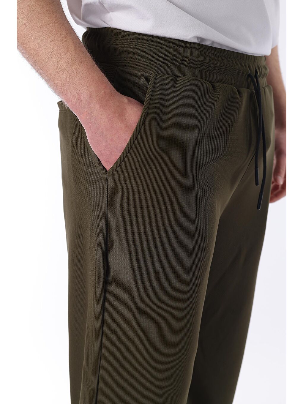 Haki Beli Ayarlanabilir Cep Detaylı Bol Pantolon 6545-7