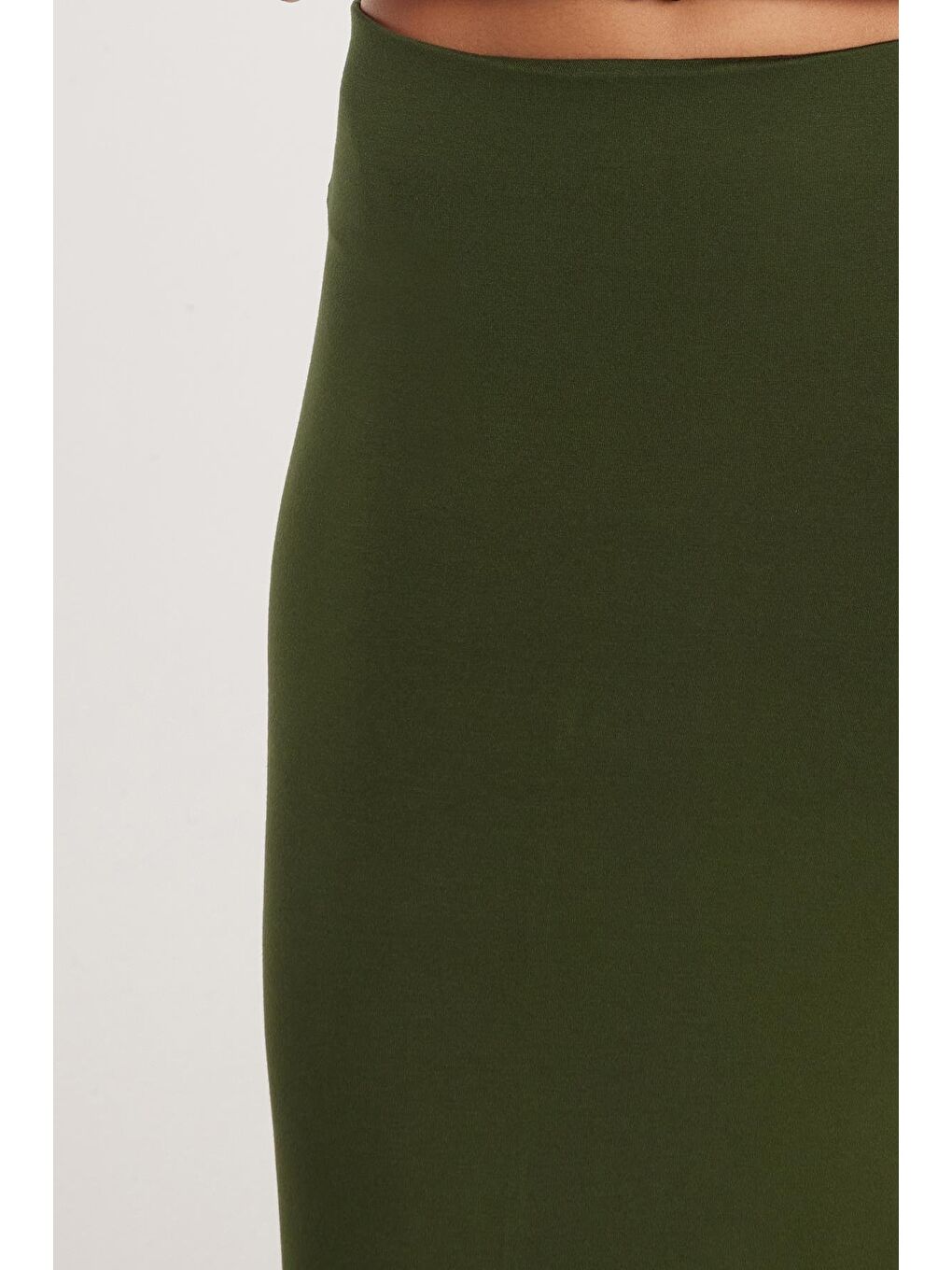 Kadın Standart Fit Modal Kumaş Yeşil Maxi Boy Etek-2