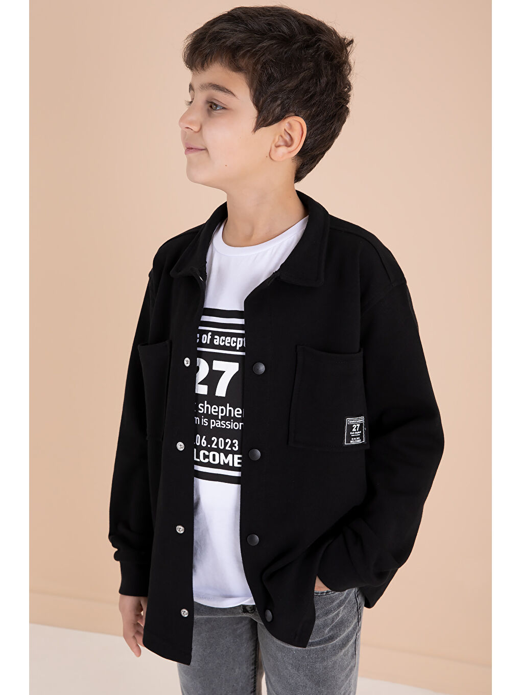 Siyah Armalı Gömlekli Jean Pantolonlu Erkek Çocuk 3lü Takım 19994-3