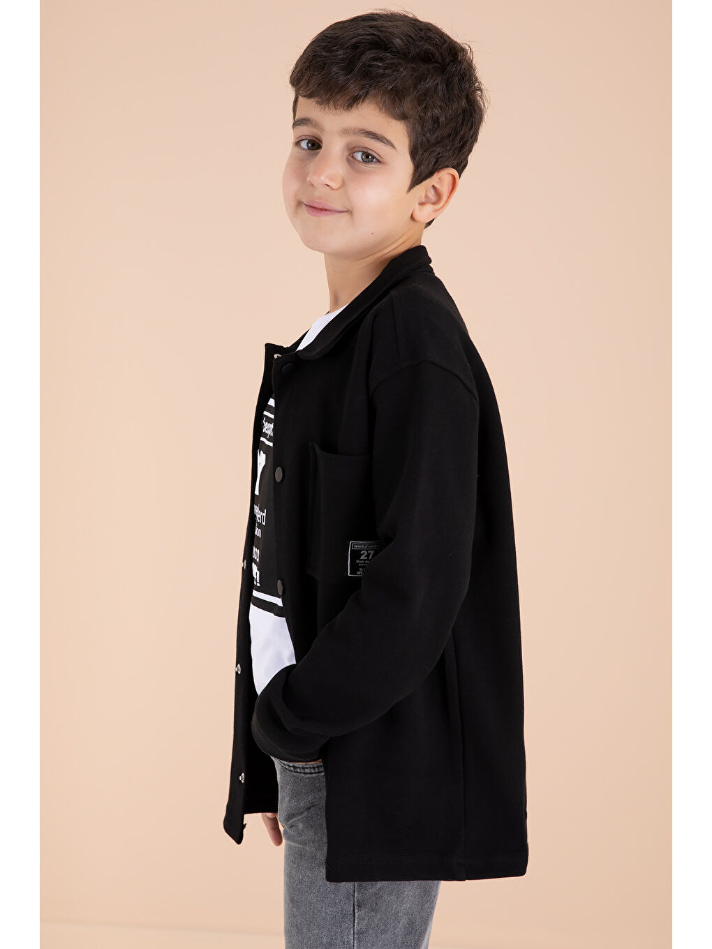 Siyah Armalı Gömlekli Jean Pantolonlu Erkek Çocuk 3lü Takım 19994-4