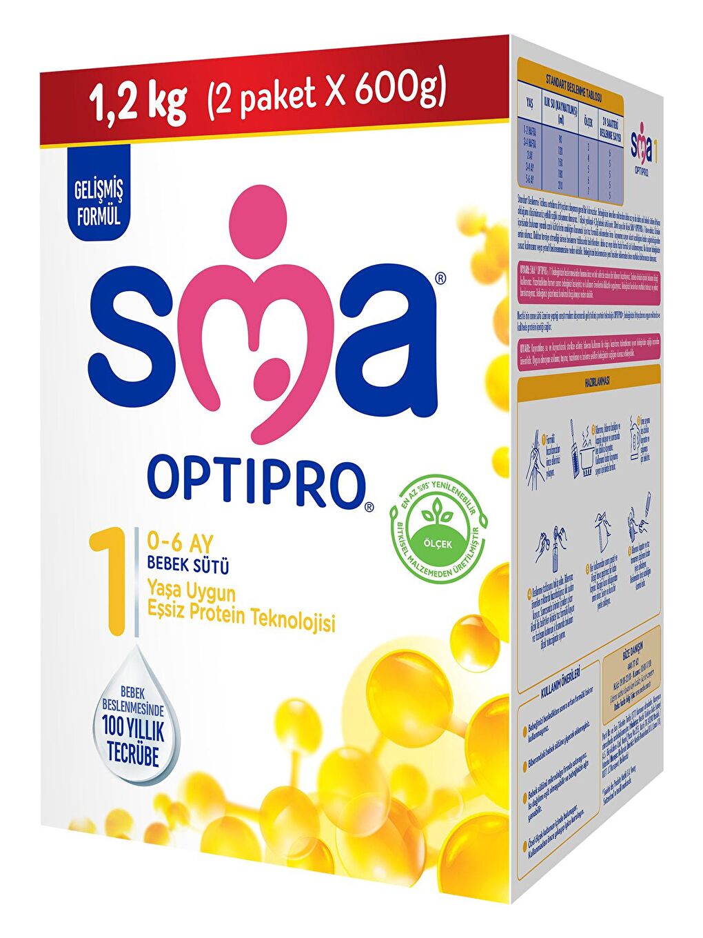 SMA Renksiz Optipro 1 0-6 Ay Bebek Sütü 1200 gr