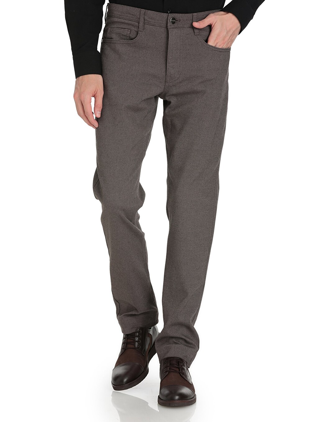 Bej Vizon Regular Fit 5 Cep Pamuklu Pantolon