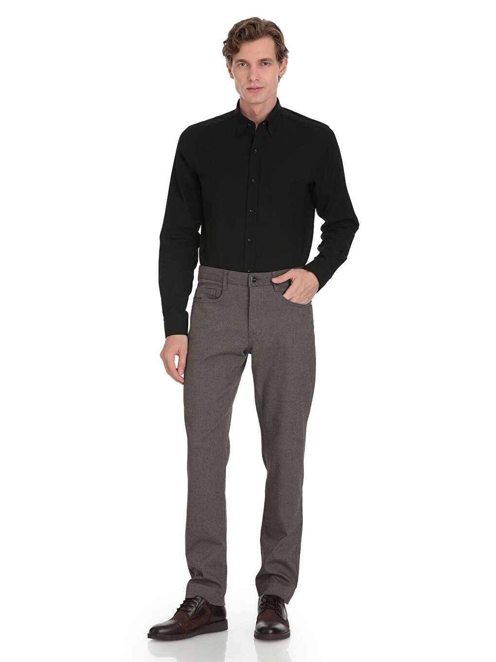 Bej Vizon Regular Fit 5 Cep Pamuklu Pantolon-1