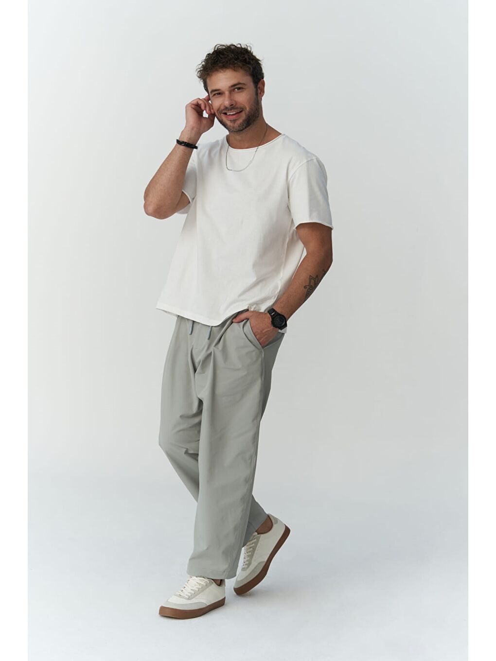 Kenway Bağcık Detaylı Gri  Erkek Pantolon-5