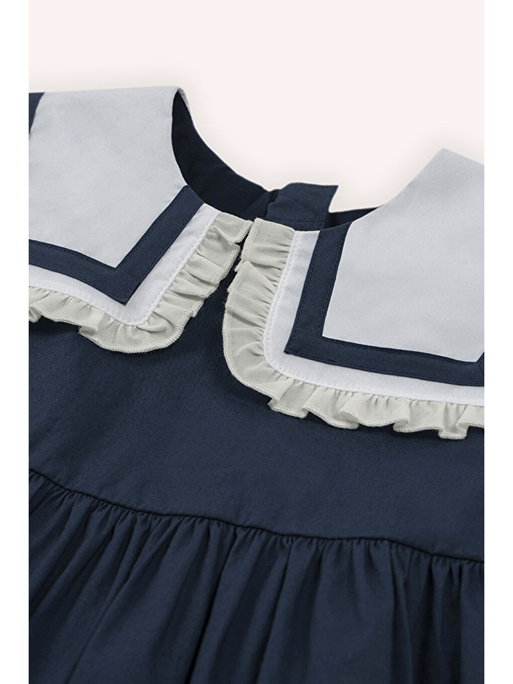 Kız Çocuk Geniş Yakalı Elbise Lacivert-3