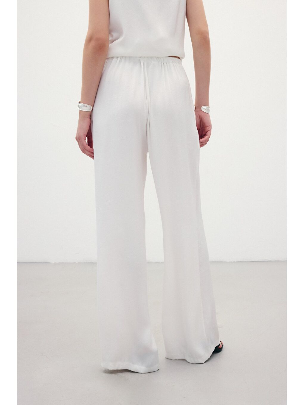 Bağcıklı Salaş Pantolon - Ekru-6