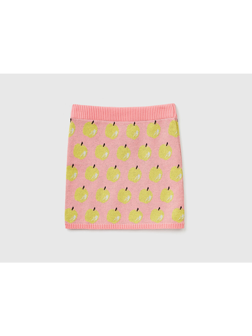 Kız Çocuk Sarı Mix Meyve Desenli Triko Etek