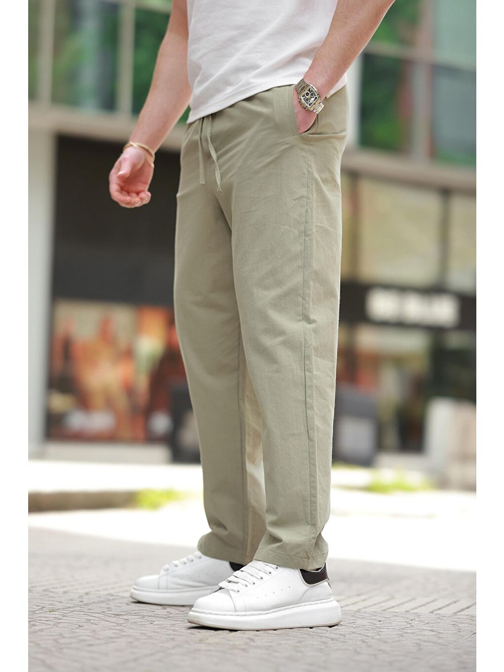 Mint Yeşili Rahat Kesim Erkek Pantolon E6561-1